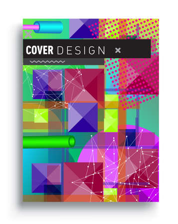 Minimalistic design, creative concept Abstract geometric design, Memphis pattern and colorful background. Applicable for placards, brochures, posters, covers and banners.のイラスト素材