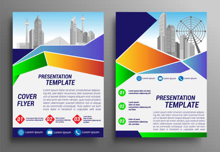 Business brochure flyer design layout template in A4 size, report, poster, flyer background with geometric background for Business Presentation, Portfolio, Banner, Website.のイラスト素材