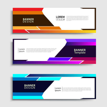 Vector abstract web banner design template sets. Collection of web banner template. Abstract geometric web design banner template.のイラスト素材