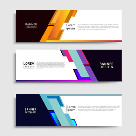 Vector abstract web banner design template sets. Collection of web banner template. Abstract geometric web design banner template.のイラスト素材
