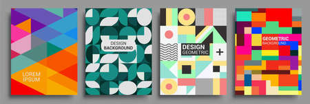 Modern geometric abstract background covers set. Cool gradient shapes composition, vector covers...