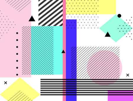 Memphis design elements halftone and geometric shapes patterns trend, design and vintage geometric...