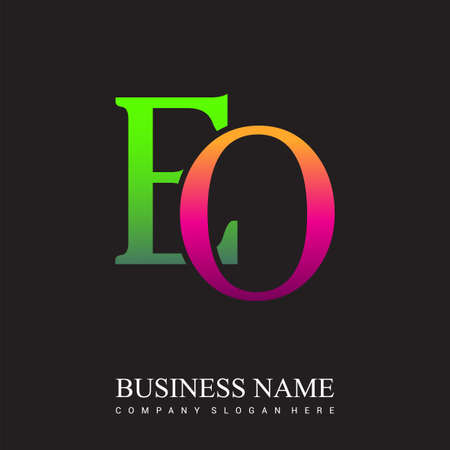 initial letter logo EO colored pink and green, Vector logo design template elements for your business or company identity.のイラスト素材