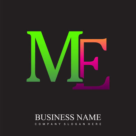 initial letter logo ME colored pink and green, Vector logo design template elements for your business or company identity.のイラスト素材