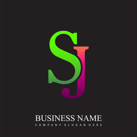 initial letter logo SJ colored pink and green, Vector logo design template elements for your business or company identity.のイラスト素材