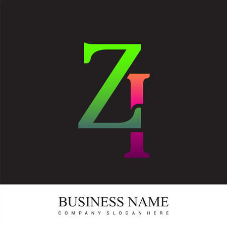 initial letter logo ZI colored pink and green, Vector logo design template elements for your business or company identity.のイラスト素材