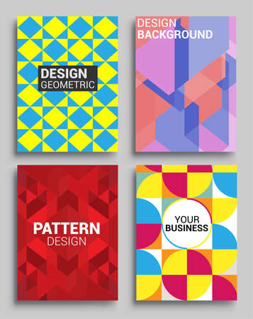 Modern geometric abstract background covers sets. colorful pattern geometric shapes composition, vector illustration.のイラスト素材