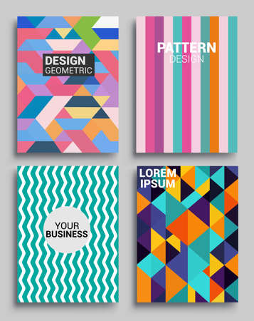 Modern geometric abstract background covers sets. colorful pattern geometric shapes composition, vector illustration.のイラスト素材