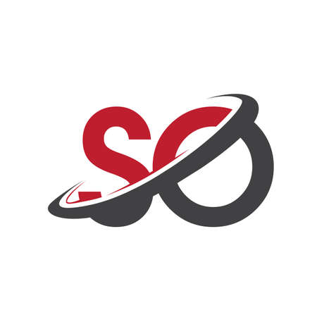 SO initial logo company name colored red and black swoosh design, isolated on white background. vector logo for business and company identity.