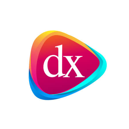 Letter DX logo in triangle shape and colorful background, letter combination logo design for company identity.のイラスト素材