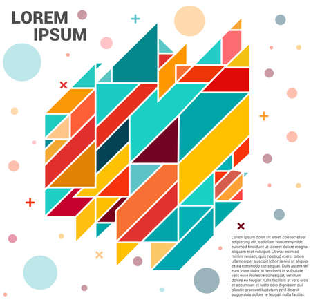 Minimal geometric background design. Dynamic shapes composition. colorful pattern geometric shapes composition, vector covers design.のイラスト素材