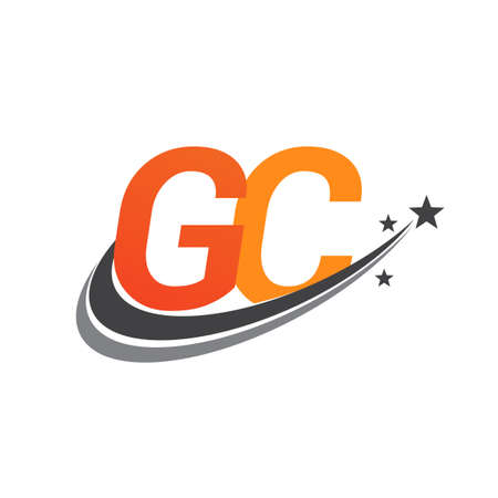 initial letter GC logotype company name colored orange and grey swoosh star design. vector logo for business and company identity.のイラスト素材