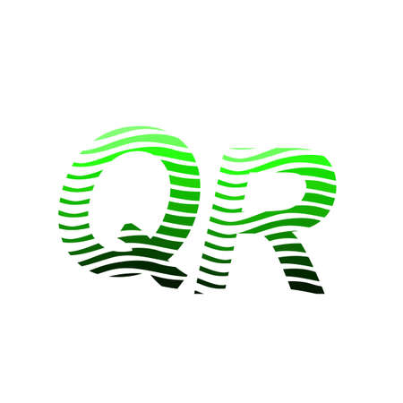 Letter QR logotype with colorful circle, with striped composition letter, business card for company identity, creative industry, web.のイラスト素材