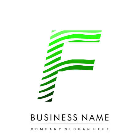 Letter F logotype with colorful circle, with striped composition letter, business card for company identity, creative industry, web.のイラスト素材