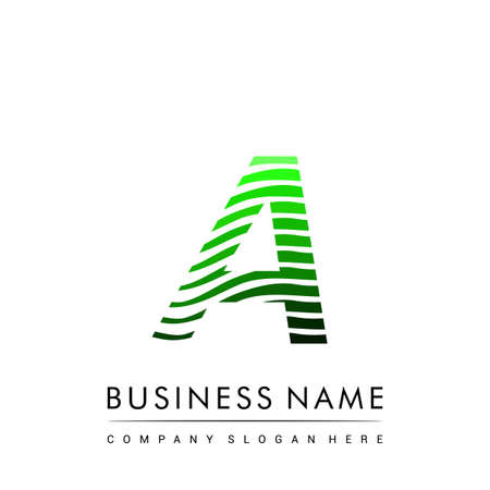 Letter A logotype with colorful circle, with striped composition letter, business card for company identity, creative industry, web.のイラスト素材