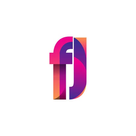 Initial Letter FJ Logo Lowercase, magenta and orange, Modern and Simple Logo Design.のイラスト素材