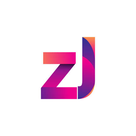 Initial Letter ZJ Logo Lowercase, magenta and orange, Modern and Simple Logo Design.のイラスト素材