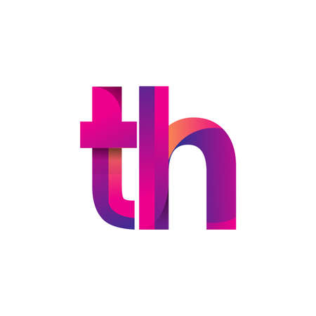 Initial Letter TH Logo Lowercase, magenta and orange, Modern and Simple Logo Design.のイラスト素材