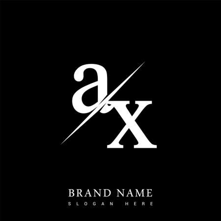 initial logo letter AX for company name black and white color and slash design. vector logotype for business and company identity.のイラスト素材