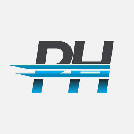 initial logo PH company name colored black and blue, Simple and Modern Logo Design.のイラスト素材