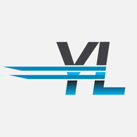 initial logo YL company name colored black and blue, Simple and Modern Logo Design.のイラスト素材