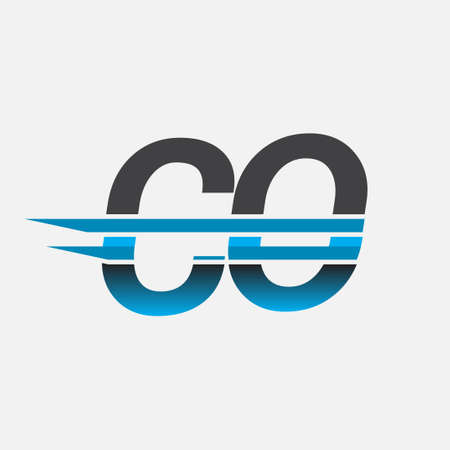 initial CO company name colored black and blue, Simple and Modern symbol Design.のイラスト素材