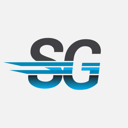 initial logo SG company name colored black and blue, Simple and Modern Logo Design.のイラスト素材