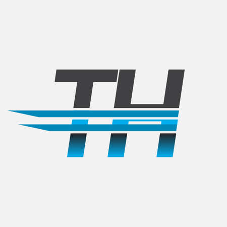 initial logo TH company name colored black and blue, Simple and Modern Logo Design.のイラスト素材