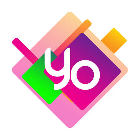 Letter YO logo with colorful geometric shape, letter combination logo ...
