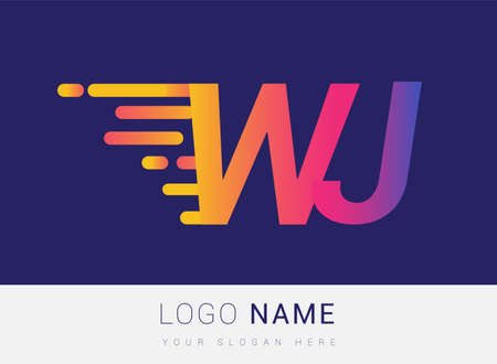 Initial Letter WJ speed Logo Design template, logotype company name colored yellow, magenta and blue.for business and company identity.のイラスト素材