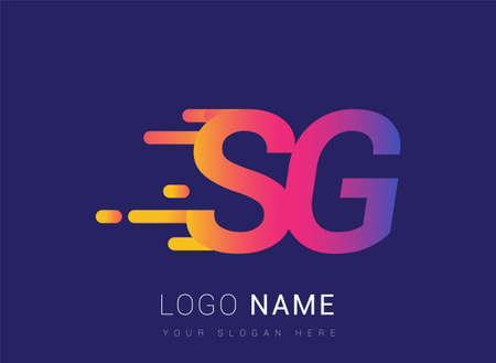 Initial Letter SG speed Logo Design template, logotype company name colored yellow, magenta and blue.for business and company identity.のイラスト素材