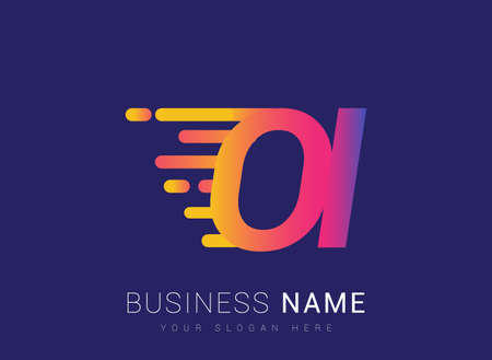 Initial Letter OI speed Logo Design template, logotype company name colored yellow, magenta and blue.for business and company identity.のイラスト素材