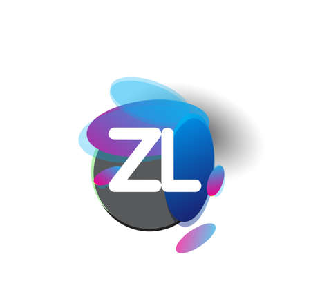 Letter ZL logo with colorful splash background, letter combination logo design for creative industry, web, business and company.のイラスト素材