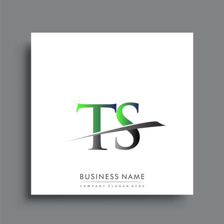 initial letter TS   company name colored blue and green swoosh design.のイラスト素材