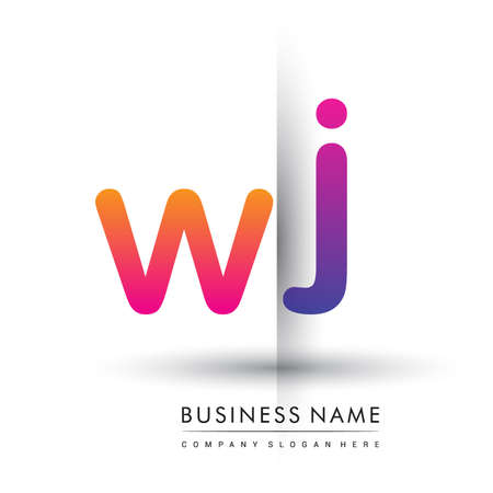 initial logo WJ lowercase letter, orange and magenta creative logotype concept.のイラスト素材