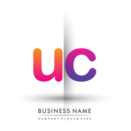 initial logo UC lowercase letter, orange and magenta creative logotype concept.のイラスト素材