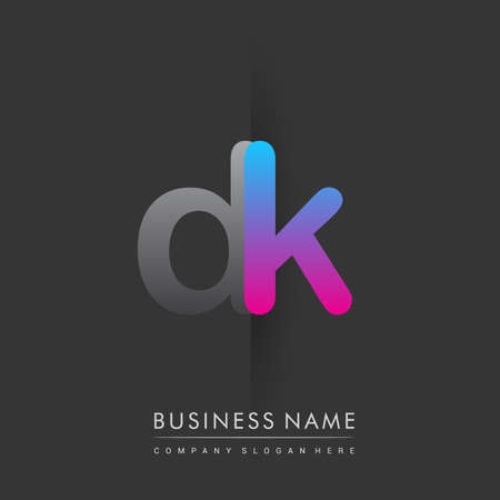 initial   DK lowercase letter colored grey and blue, pink, creative   concept.のイラスト素材