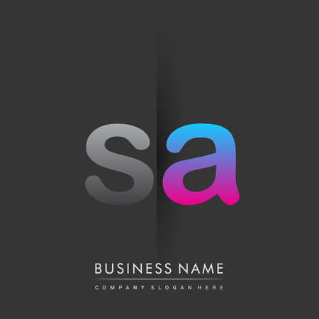 initial logo SA lowercase letter colored grey and blue, pink, creative logotype concept.のイラスト素材
