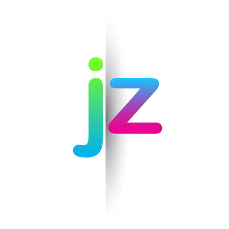 Initial Letter JZ Lowercase Logo green, pink and Blue, Modern and Simple Logo Design.のイラスト素材