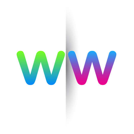 Initial Letter WW Lowercase Logo green, pink and Blue, Modern and Simple Logo Design.のイラスト素材