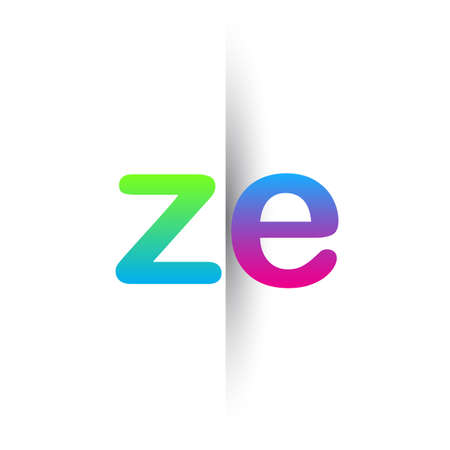 Initial Letter ZE Lowercase Logo green, pink and Blue, Modern and Simple Logo Design.のイラスト素材