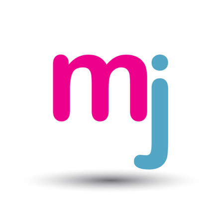 initial logo MJ lowercase letter, blue and pink overlap transparent logo, modern and simple logo design.のイラスト素材