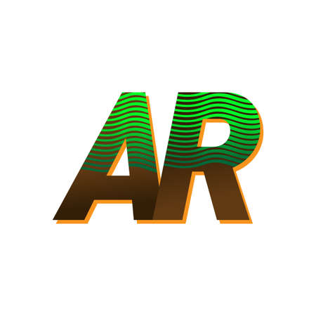 initial letter logo AR colored green and brown with striped compotition, Vector logo design template elements for your business or company identityのイラスト素材