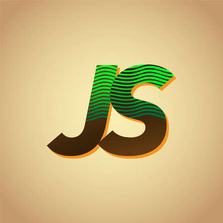 initial letter logo JS colored green and brown with striped compotition, Vector logo design template elements for your business or company identityのイラスト素材