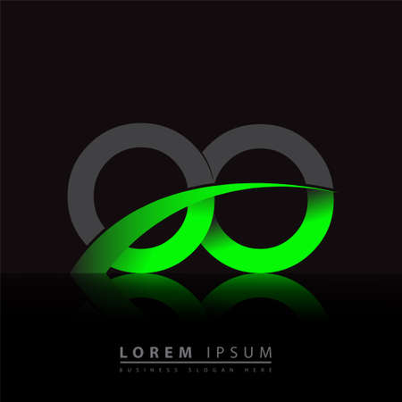 initial letter OO logotype company name colored green and black swoosh design. vector logo for business and company identity.のイラスト素材