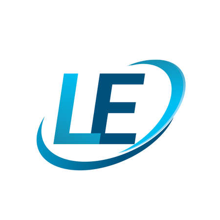 initial letter LE logotype company name colored blue swoosh design concept. vector logo for business and company identity.のイラスト素材
