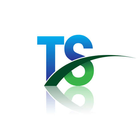 initial letter TS   company name colored blue and green swoosh design. vector   for business and company identity.のイラスト素材