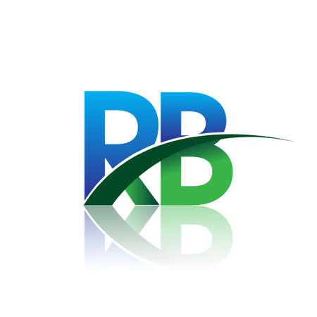 initial letter RB logotype company name colored blue and green swoosh design. vector logo for business and company identity.のイラスト素材