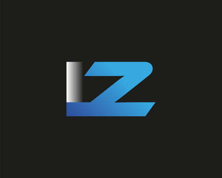 initial letter IZ logotype company name colored blue and silver swoosh design. isolated on black background.のイラスト素材