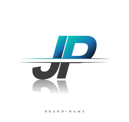 JP initial logo company name colored black and blue, Simple and Modern Logo Design.のイラスト素材